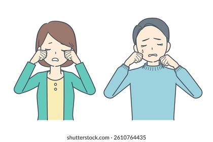 A man and woman with sad expressions and downcast faces,symbolizing disappointment,stress,or a difficult situation in work life.