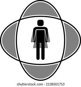 Man and woman at the same time icon, transgender symbol, minimalist concept