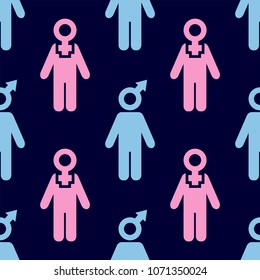 Man and woman. Seamless vector pattern