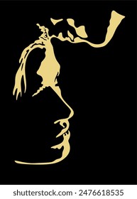  Man and woman, shadow beauty, surreal faces, line art. A man and a woman kiss. For use as a flyer template or for use in web design, wall decor, print, poster. Without artificial intelligence
