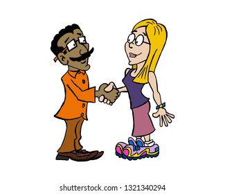 Man and woman shaking hands in agreement