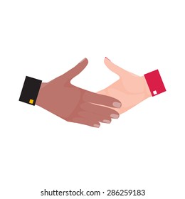 Man and Woman Shaking Hands. Vector flat Illustration.