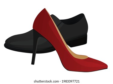 Man and woman shoe, vector