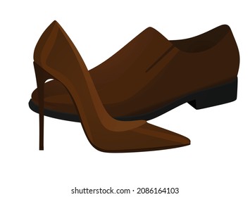 Man and woman shoe, vector