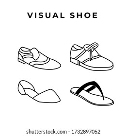 Man and woman shoes icon set. set of man and woman shoes vector icons. shoes and sandals minimal vector icon