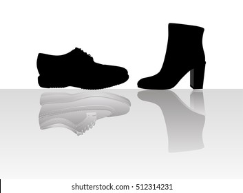 man and woman shoes icon. vector silhouette