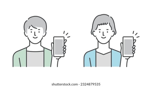 A man and a woman showing a smartphone screen