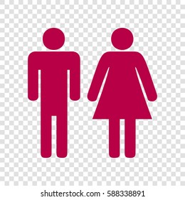 Man and woman sign illustration. Vector. Bordo icon on transparent background.