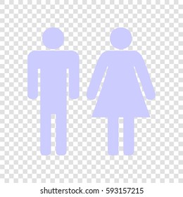 Man and woman sign illustration. Vector. Periwinkle icon on transparent background.