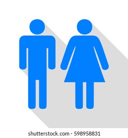 Man and woman sign illustration. Vector. Azure icon with flat style shadow path on white background.