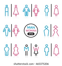 Man and Woman sign outline stroke outline stroke vector illustration