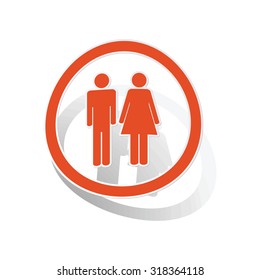 Man woman sign sticker, orange circle with image inside, on white background