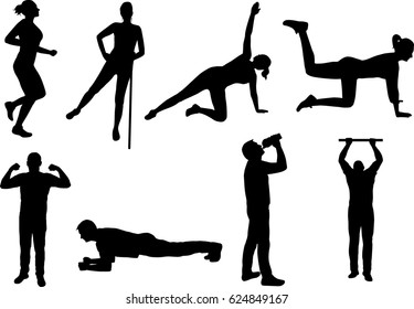 Man woman Silhouette active vector
