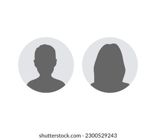 Man and woman silhouette avatar. Profile icon. Profile picture, portrait symbol. User member. Circle button with avatar photo silhouette vector design and illustration.	

