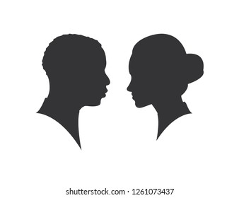 Man Woman Silhouette Face Face Isolated Stock Vector (Royalty Free ...