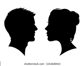 Man and woman silhouette. Face to face – stock vector