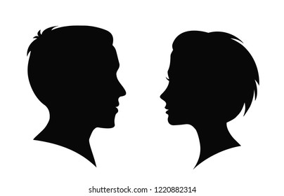 Man and woman silhouette. Face to face – vector