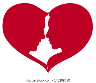 Man Woman Silhouette Heart Shape Stock Vector (Royalty Free) 145299850