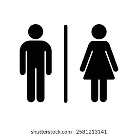 Man and woman silhouette icons for toilets. Bathroom glyph icon for restroom sign. vector illustration.