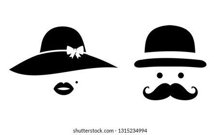 Man and woman silhouette icons – vector