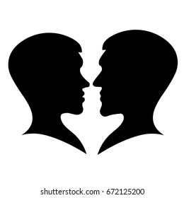 Man and woman silhouette portrait in profile .Vector illustration.