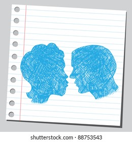 Man and woman silhouette sketch