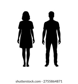 Man and woman silhouette vector flat illustration design.