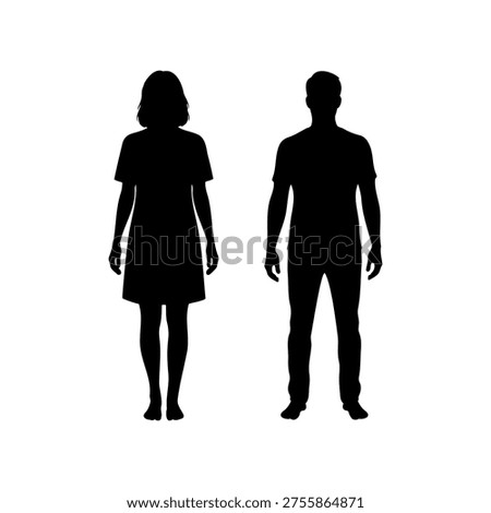 Man and woman silhouette vector flat illustration design.