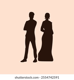 Man and Woman in silhouette vector illustration