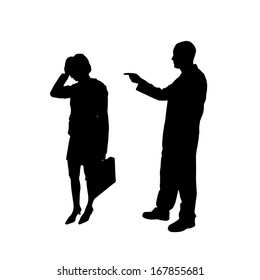 The man and woman in silhouette an white background.