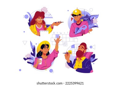 Man and woman silhouettes avatars set vector illustration. Avatar profile picture icons for web site design or mobile apps flat concept
