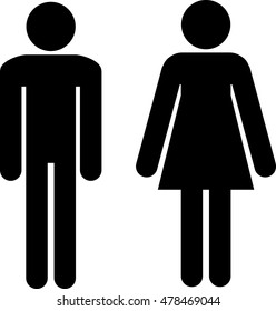 Man, Woman Silhouettes. WC, Toilet, Fitting Room, Etc. Vector Illustration