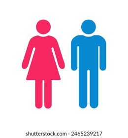 man and woman simple icon. boy and girl flat vector icon