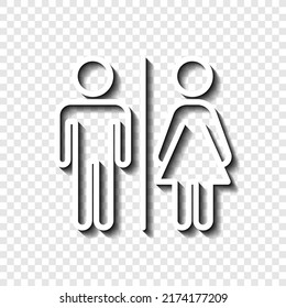 Hombre, mujer simple vector de ícono. Diseño plano. Blanco con sombra en la cuadrícula transparente.ai