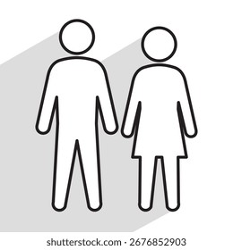 Icono simple del hombre y de la mujer, Ilustración vectorial 