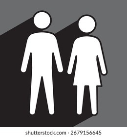 Icono simple del hombre y de la mujer, Ilustración vectorial 