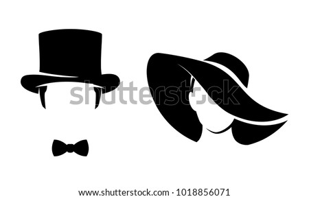 Man and woman simple icons, silhouette illustration