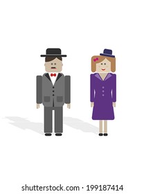 Man and woman simple vector characters on white background