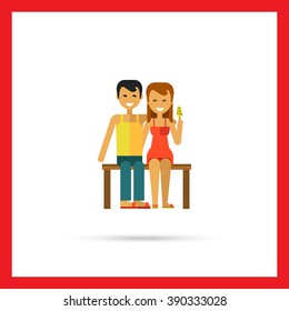 Man and woman  sitting on bench