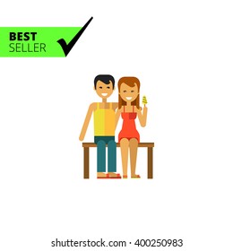 Man and woman  sitting on bench