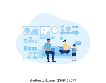 a man and woman sitting on a couch with a child trending concept flat illustration