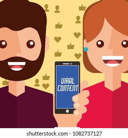 man and woman smartphone viral content