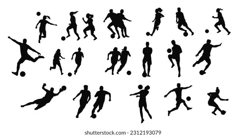 Man and woman soccer silhouette