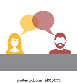 Man and woman with speech bubbles vector illustration