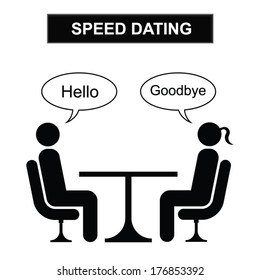 Man and woman speed dating cartoon isolated on white background 