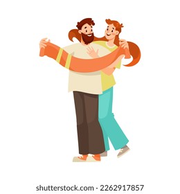 Man and Woman Sport Fan Character with Scarf Supporting Team Cheering at Stadium Vector Illustration