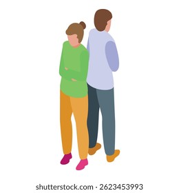 Homem e mulher estão de pé atrás para trás, mostrando falta de comunicação e possíveis problemas de relacionamento