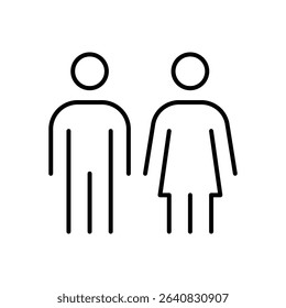 Man and Woman Standing Icon Thin Line Outline Style for People or Public Signage Use