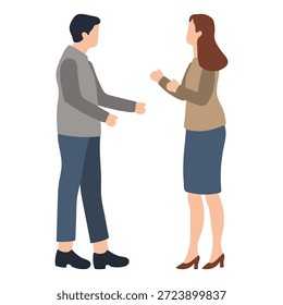 Homem e mulher de pé enquanto fala ilustração