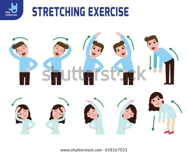 Man Woman Stretching Flexibility Exercise Concept Stock Vector (Royalty ...